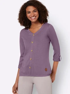 Shirts| Shirt mit Zierknopfleiste feige