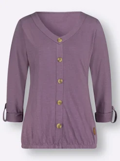Shirts| Shirt mit Zierknopfleiste feige