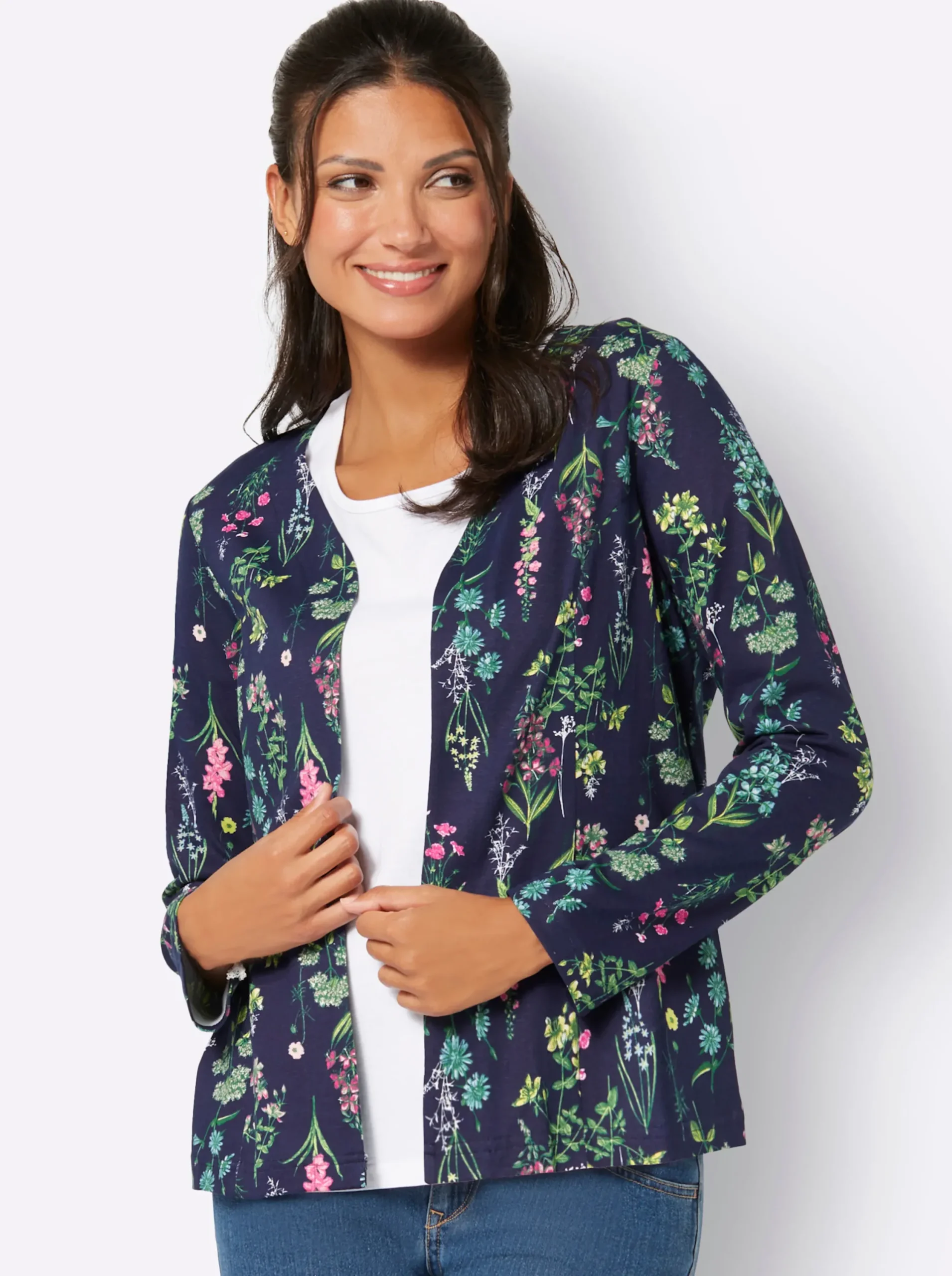 Shirts| Shirtjacke marine-altrosa-bedruckt