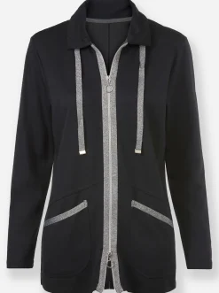 Jacken| Shirtjacke mit Glitzer-Effekten schwarz