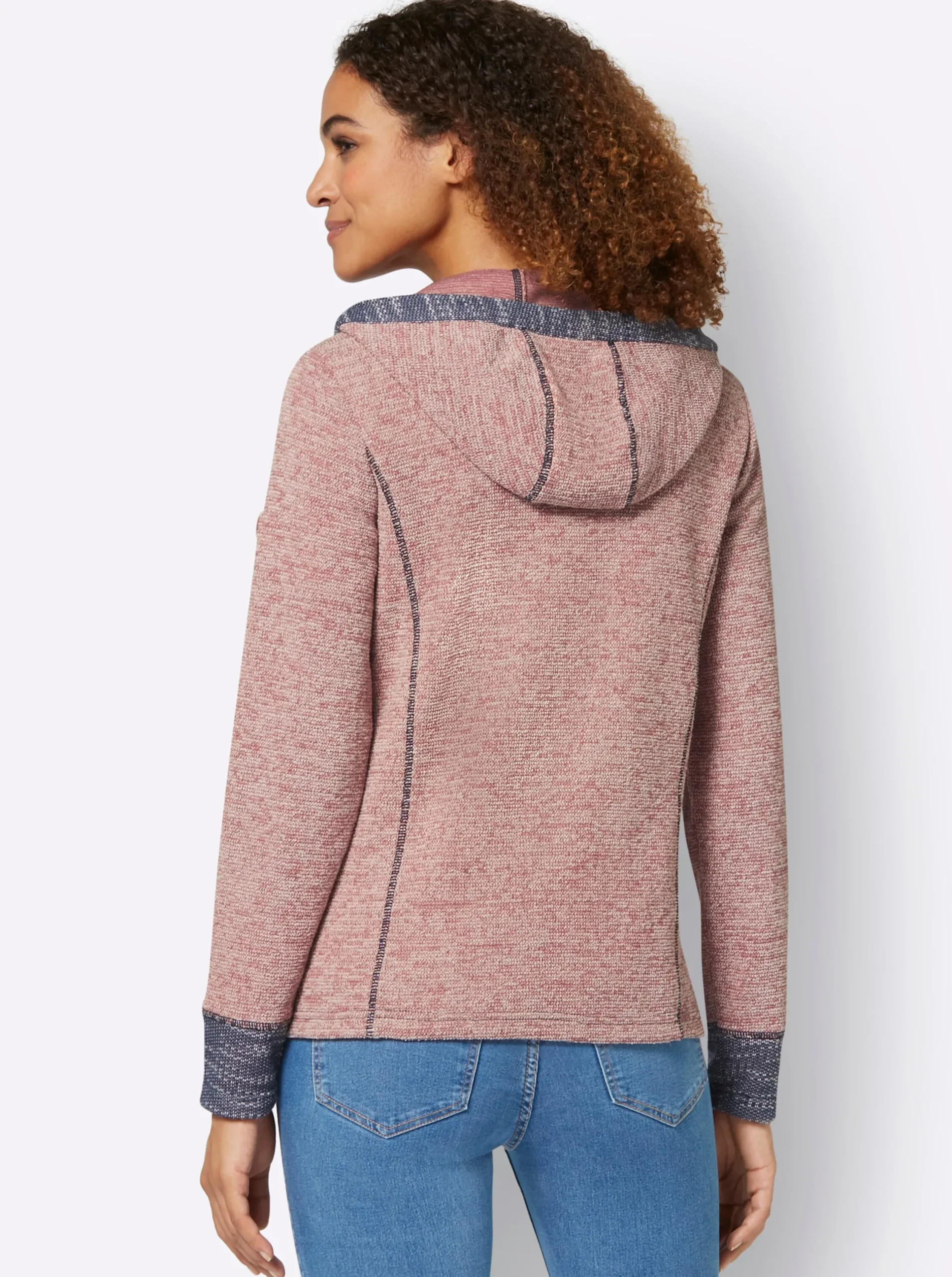 Jacken| Shirtjacke mit Kontrast-Details rosenholz-weiß-meliert