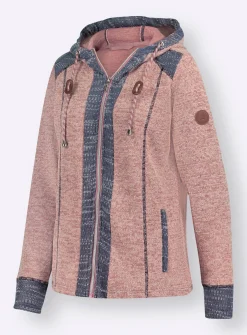 Jacken| Shirtjacke mit Kontrast-Details rosenholz-weiß-meliert