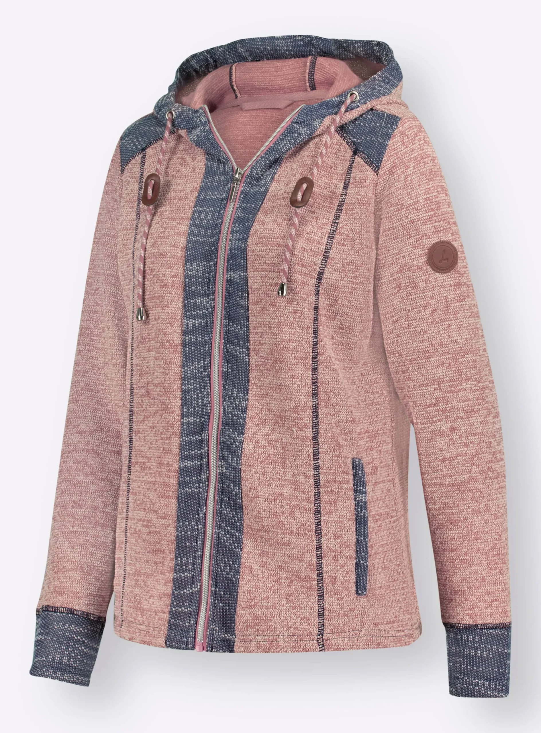 Jacken| Shirtjacke mit Kontrast-Details rosenholz-weiß-meliert