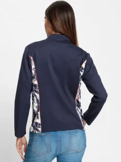 Jacken|heine Shirtjacke mit Kontrast-Einsätzen marine-weiß-bedruckt