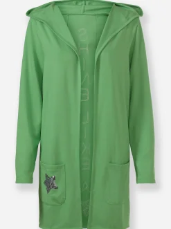 Jacken| Shirtjacke mit Pailletten-Schriftzug hinten apfel