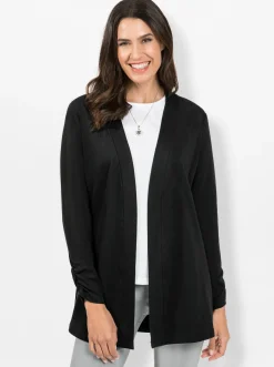 Jacken| Shirtjacke mit Ärmel-Raffungen schwarz