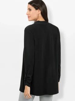 Jacken| Shirtjacke mit Ärmel-Raffungen schwarz