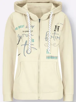 Jacken| Shirtjacke mit Schriftzügen ecru