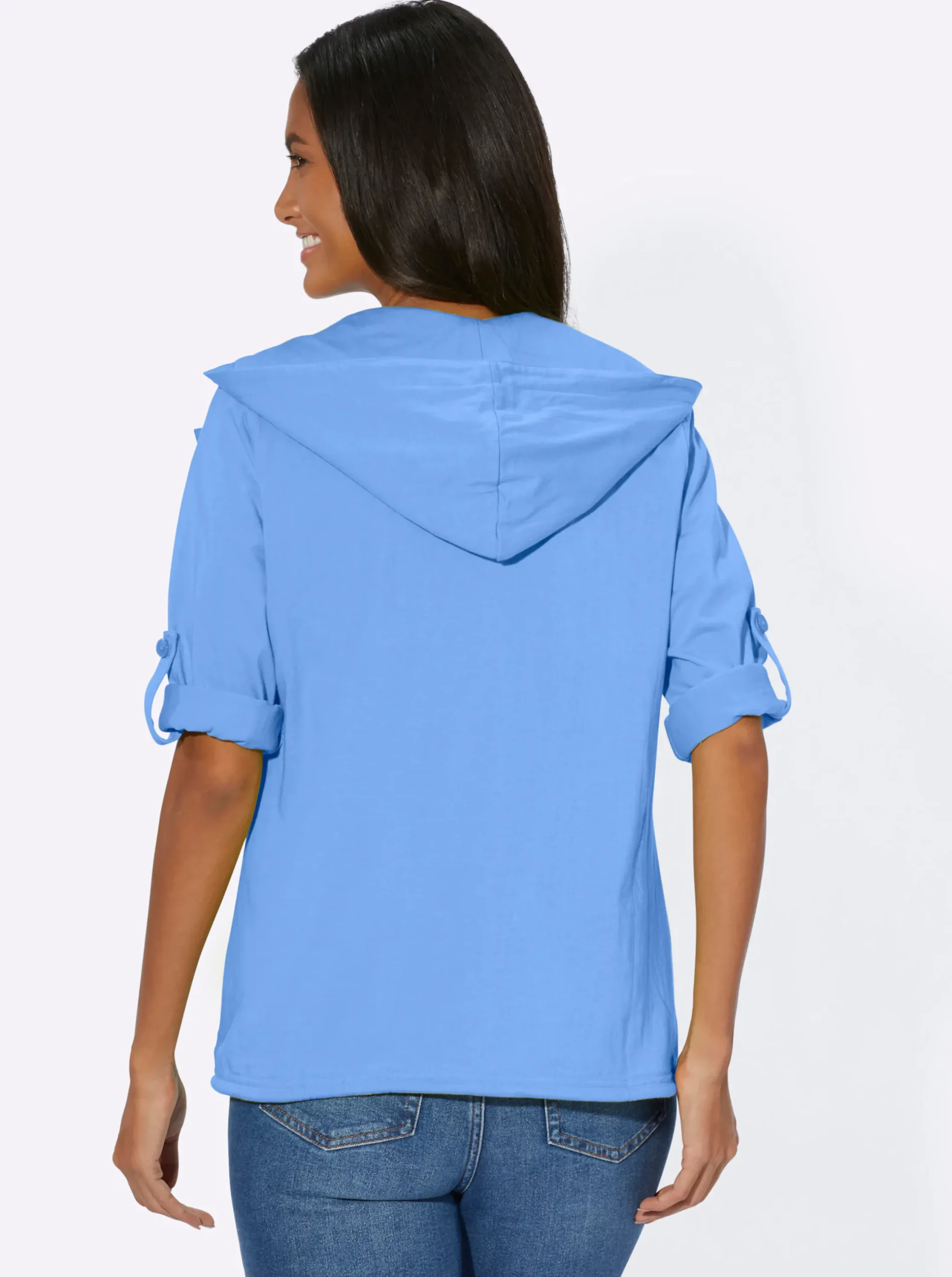 Jacken| Shirtjacke mit Tunnelzug, reine Baumwolle mittelblau