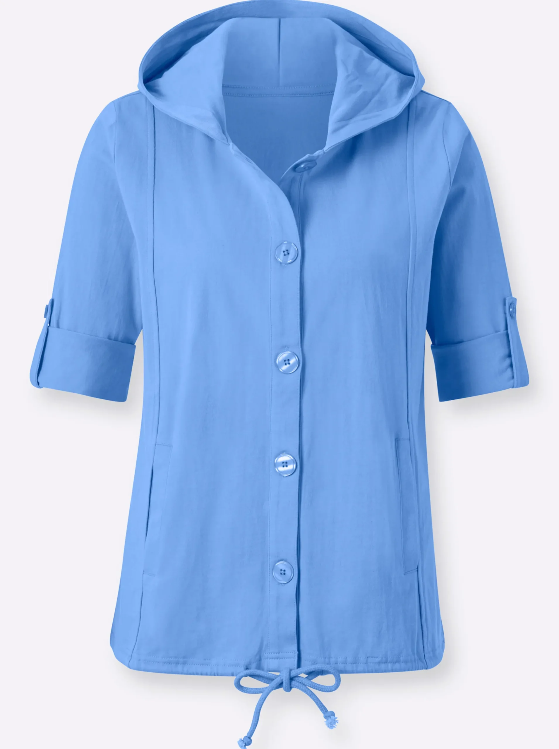 Jacken| Shirtjacke mit Tunnelzug, reine Baumwolle mittelblau