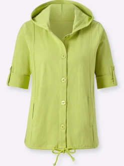 Jacken| Shirtjacke mit Tunnelzug, reine Baumwolle kiwi