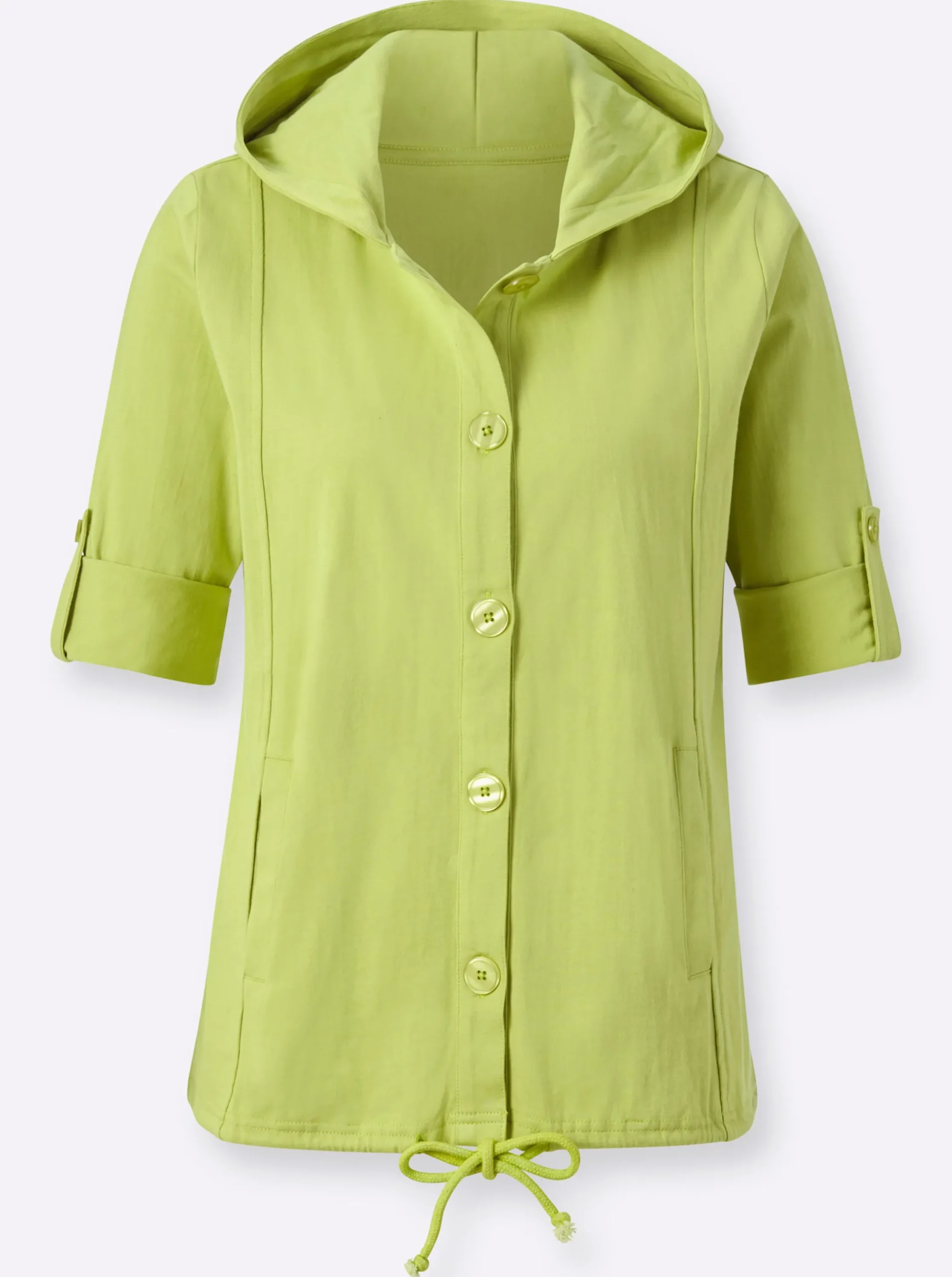 Jacken| Shirtjacke mit Tunnelzug, reine Baumwolle kiwi