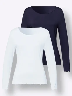 Shirts|heine Shirt-Set in Viskose-Qualität marine-ecru
