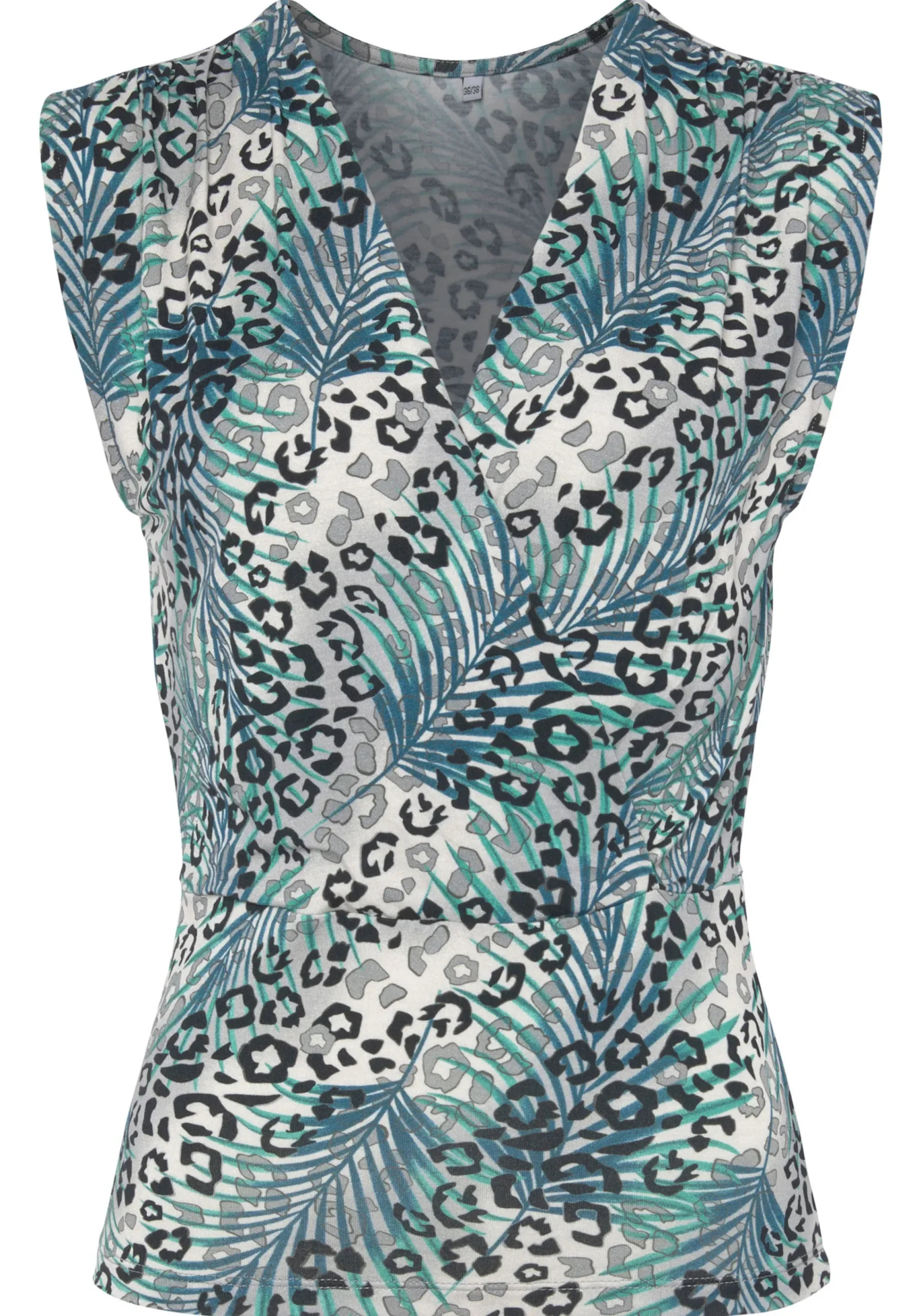 Shirts|LASCANA Shirttop grau-petrolbedruckt