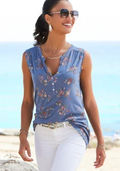Strandmode|Shirts|LASCANA Shirttop blau
