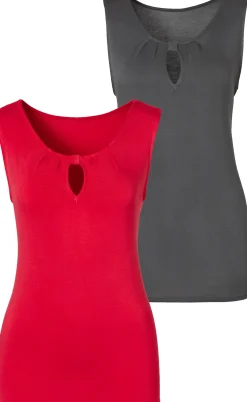 Strandmode|LASCANA Shirttop rot,dunkelgrau