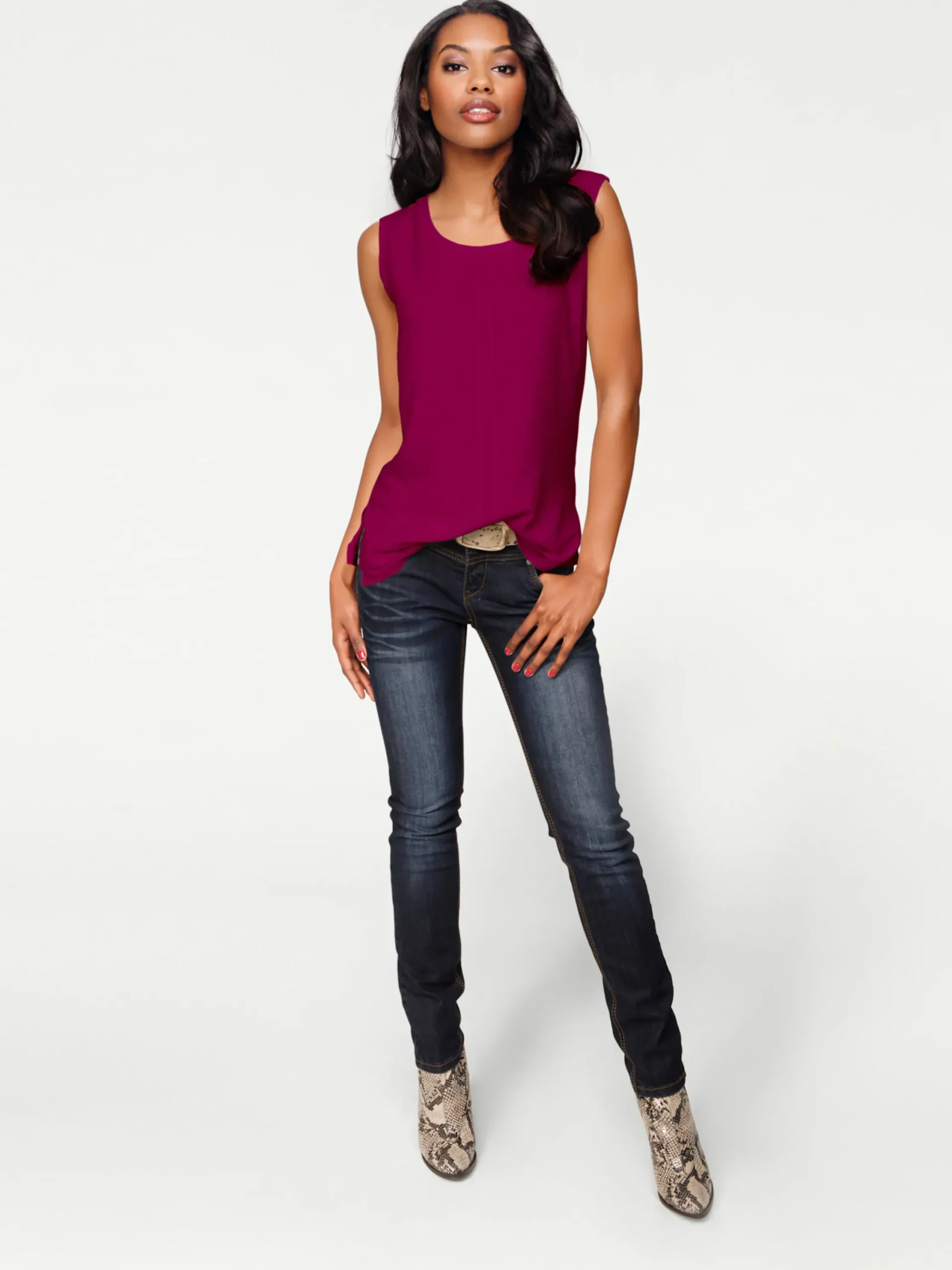 Basics|heine Shirttop im Lagen-Look beere
