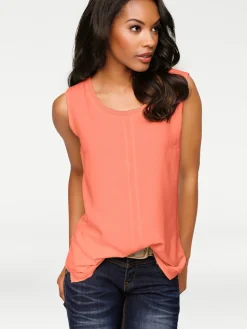 Strandmode|Basics|heine Shirttop im Lagen-Look koralle
