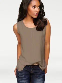 Strandmode|Basics|heine Shirttop im Lagen-Look taupe