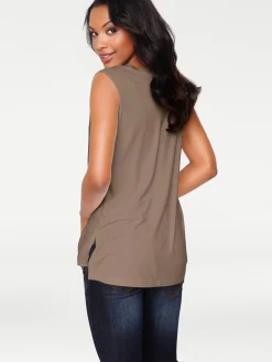 Strandmode|Basics|heine Shirttop im Lagen-Look taupe