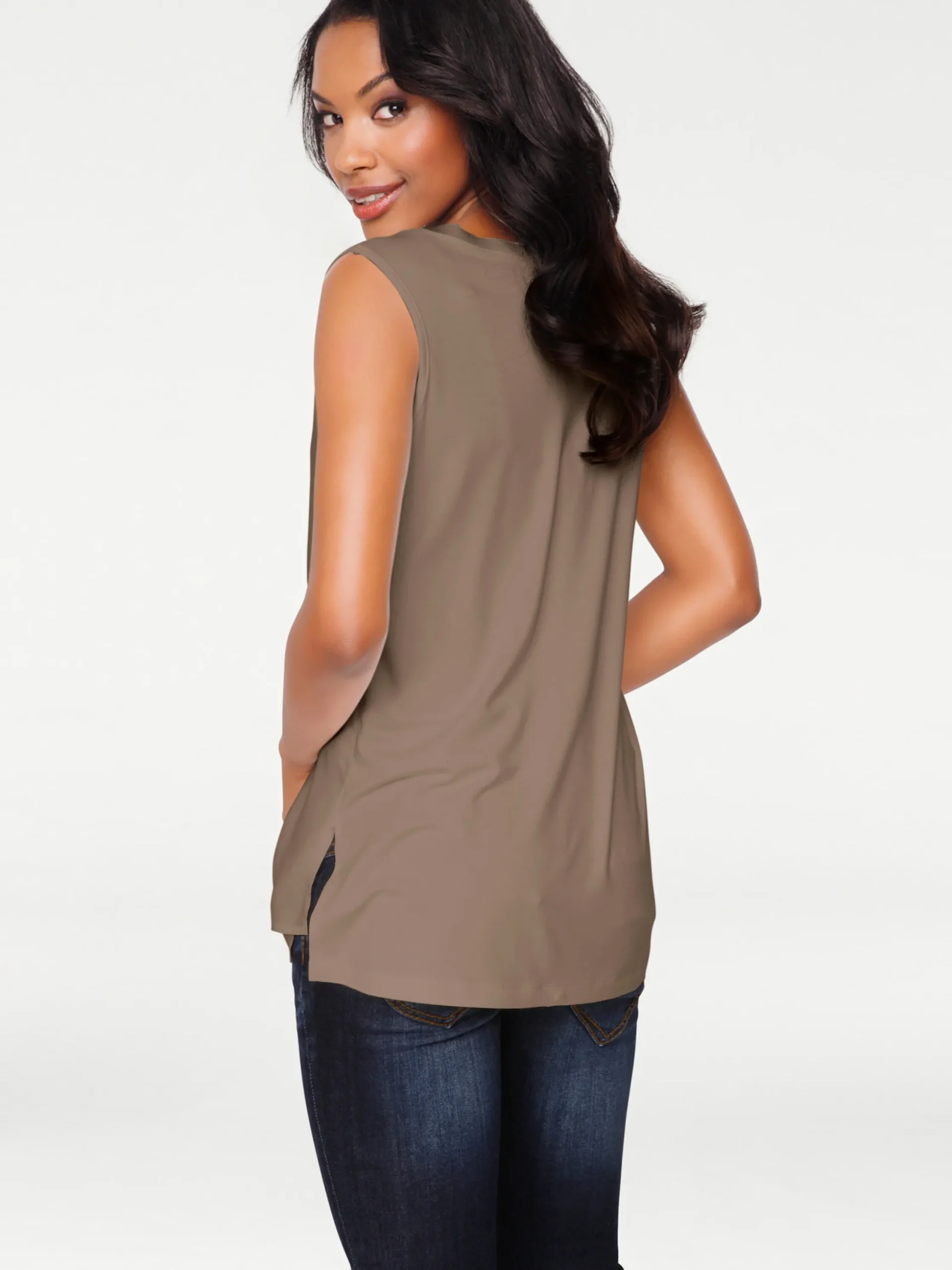 Strandmode|Basics|heine Shirttop im Lagen-Look taupe