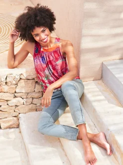 Strandmode|heine Shirttop in Paisley-Muster erdbeere-orange-bedruckt