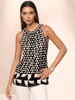 Shirts|heine Shirttop mit breiten Trägern sand-schwarz-bedruckt