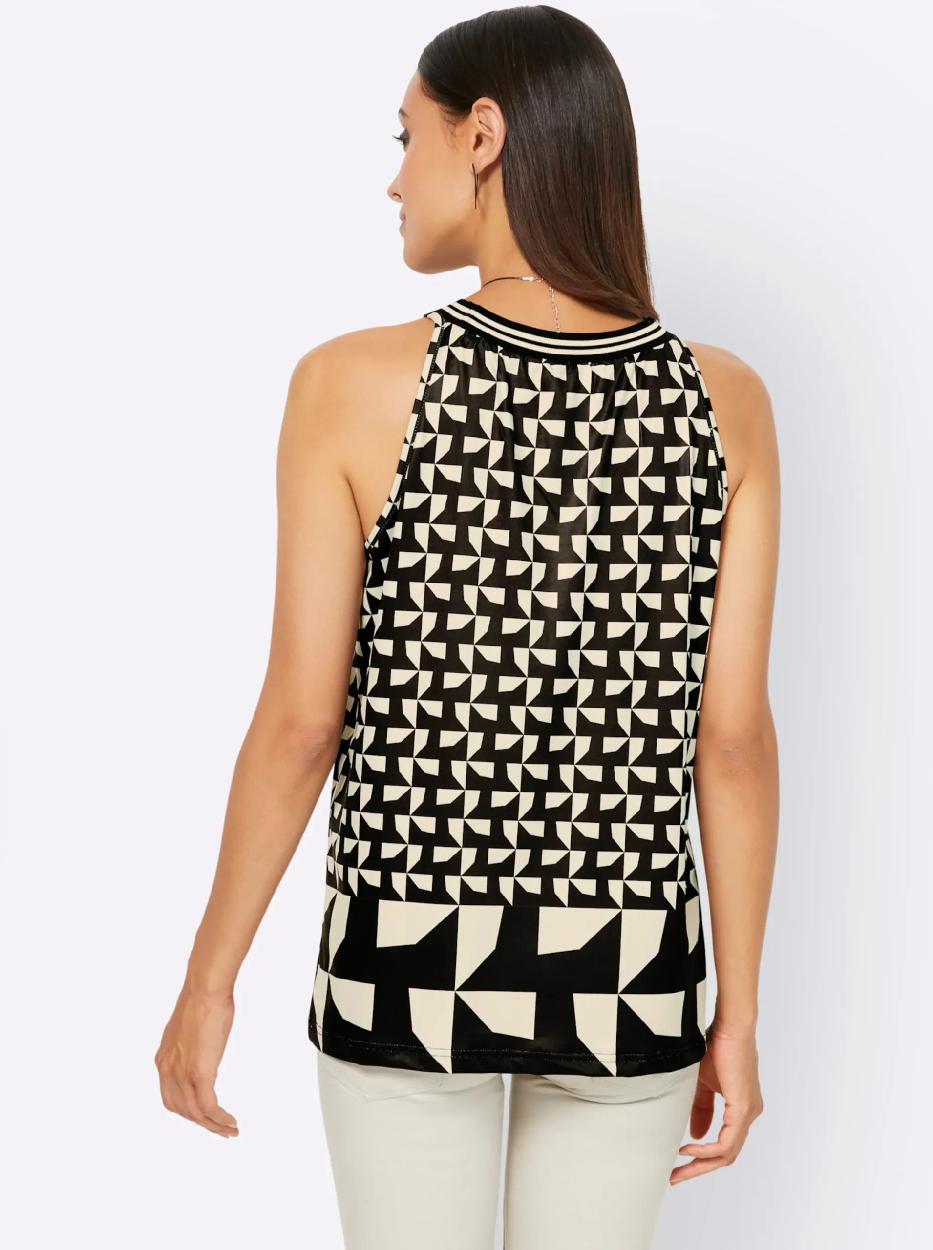 Shirts|heine Shirttop mit breiten Trägern sand-schwarz-bedruckt