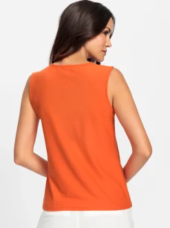 Shirts|heine Shirttop mit Cut-Outs am Ausschnitt orange