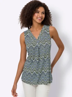 Shirts|heine Shirttop mit Druck-Dessin khaki-schwarz-bedruckt