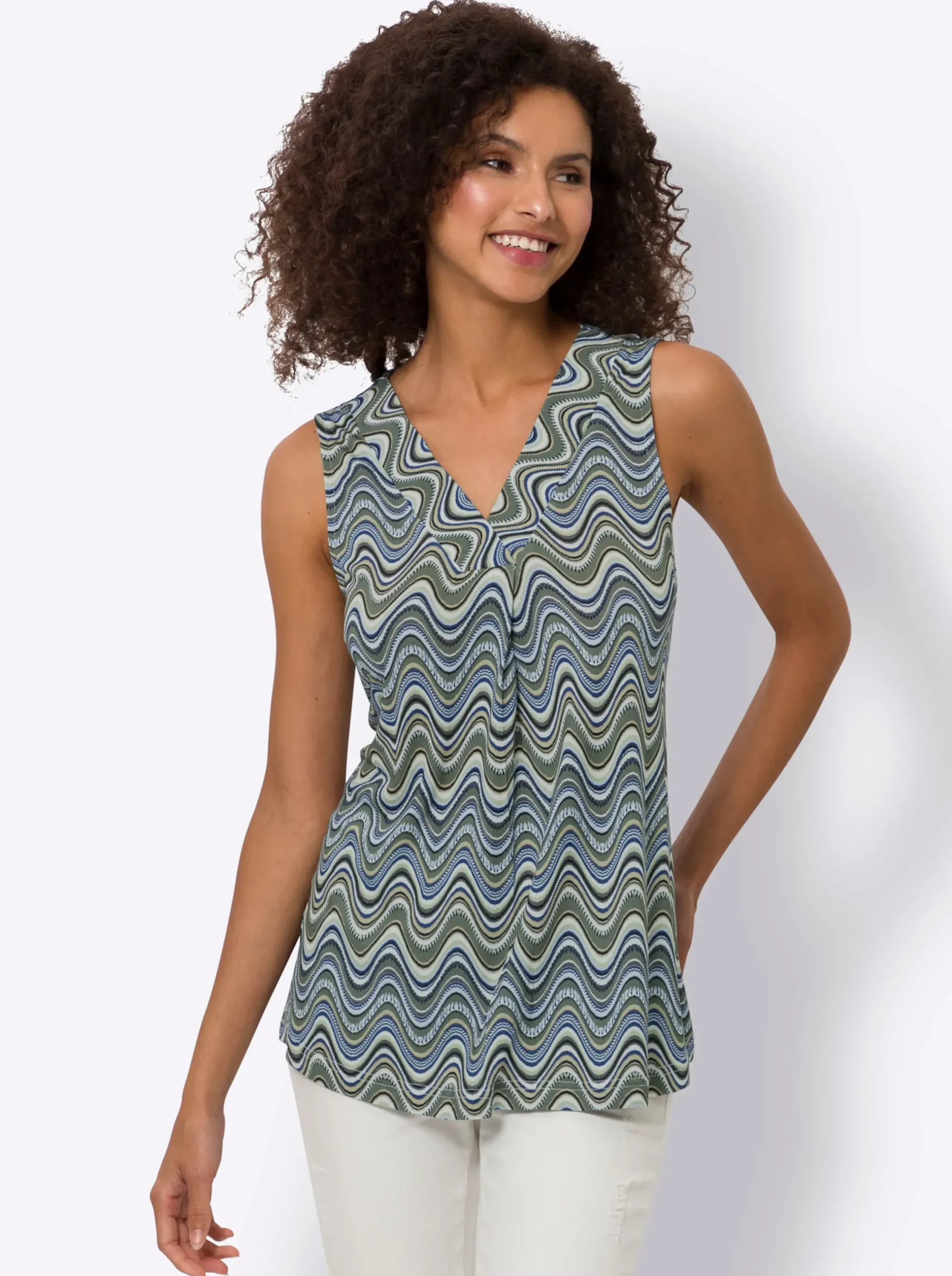 Shirts|heine Shirttop mit Druck-Dessin khaki-schwarz-bedruckt