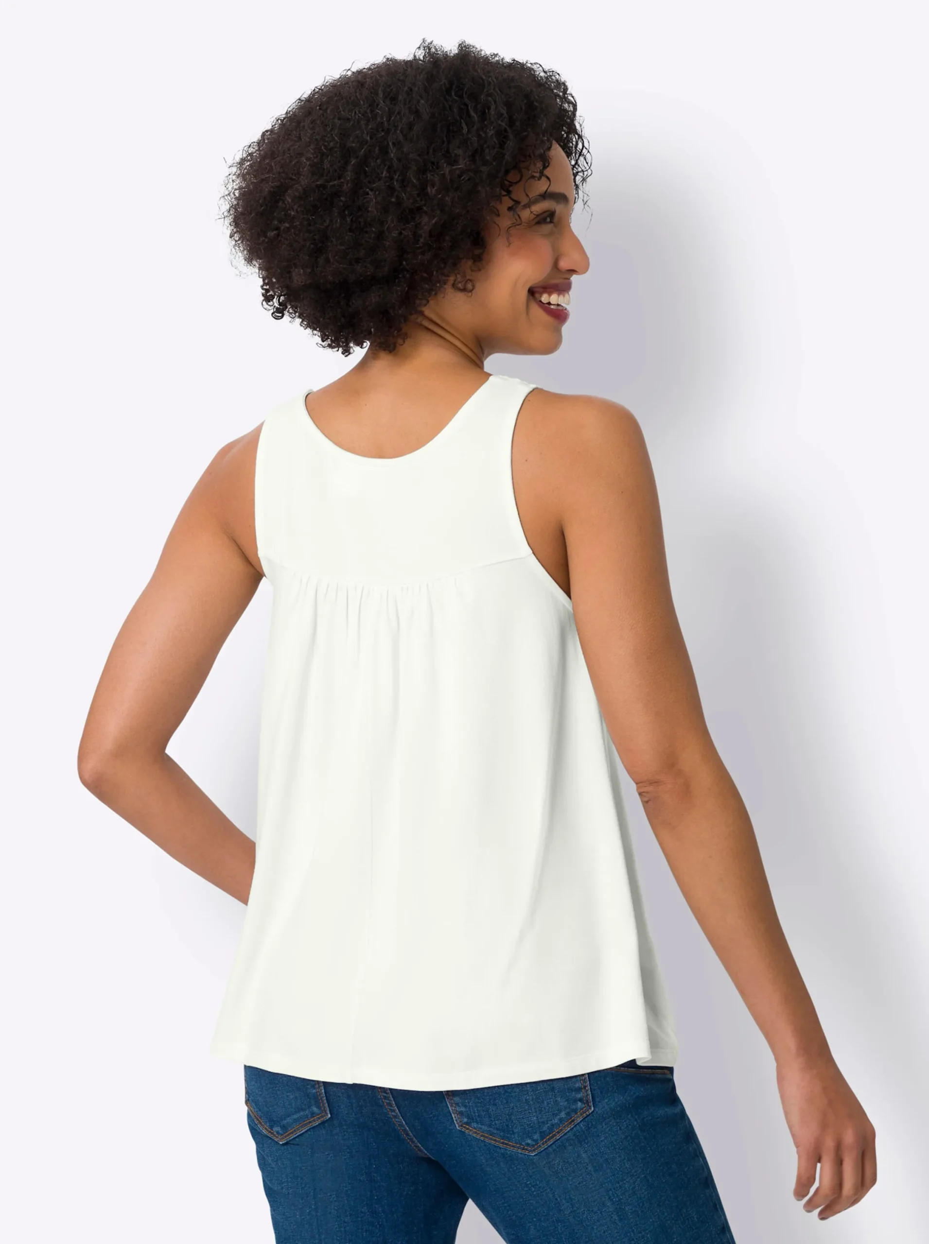 Shirts|heine Shirttop mit Häkeleinsatz ecru