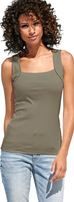 Strandmode|heine Shirttop mit Karree-Ausschnitt oliv