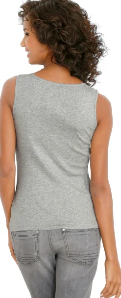 Strandmode|Shirts|heine Shirttop mit Karree-Ausschnitt grau-melange