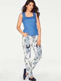 Basics|heine Shirttop mit Karree-Ausschnitt azurblau