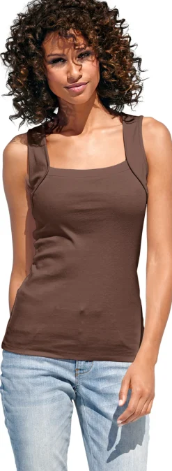 Basics|heine Shirttop mit Karree-Ausschnitt schokobraun