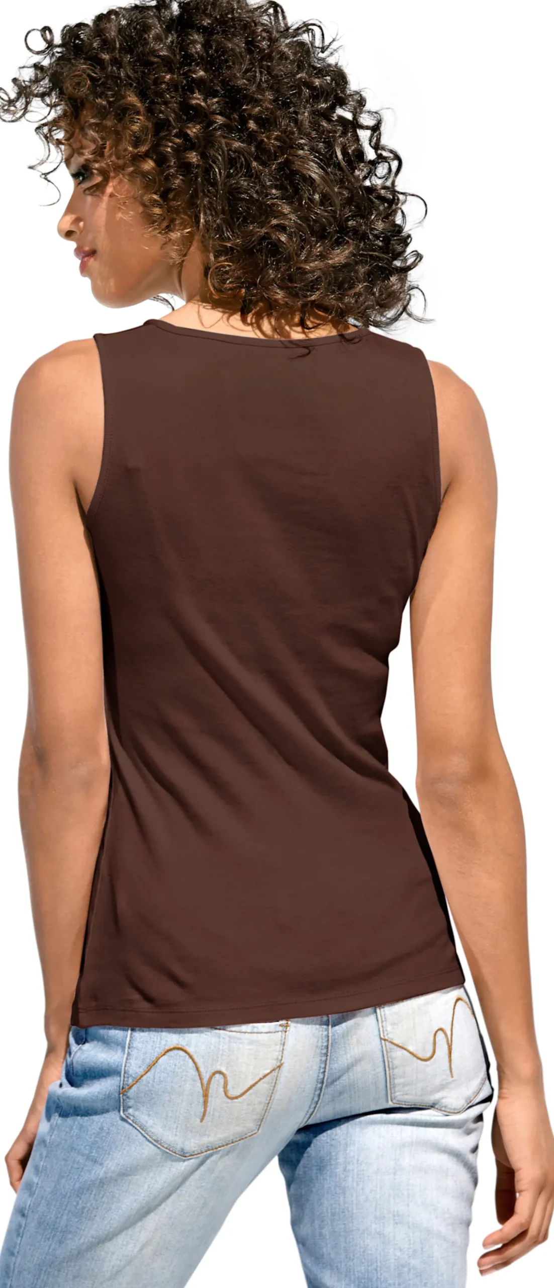 Basics|heine Shirttop mit Karree-Ausschnitt schokobraun