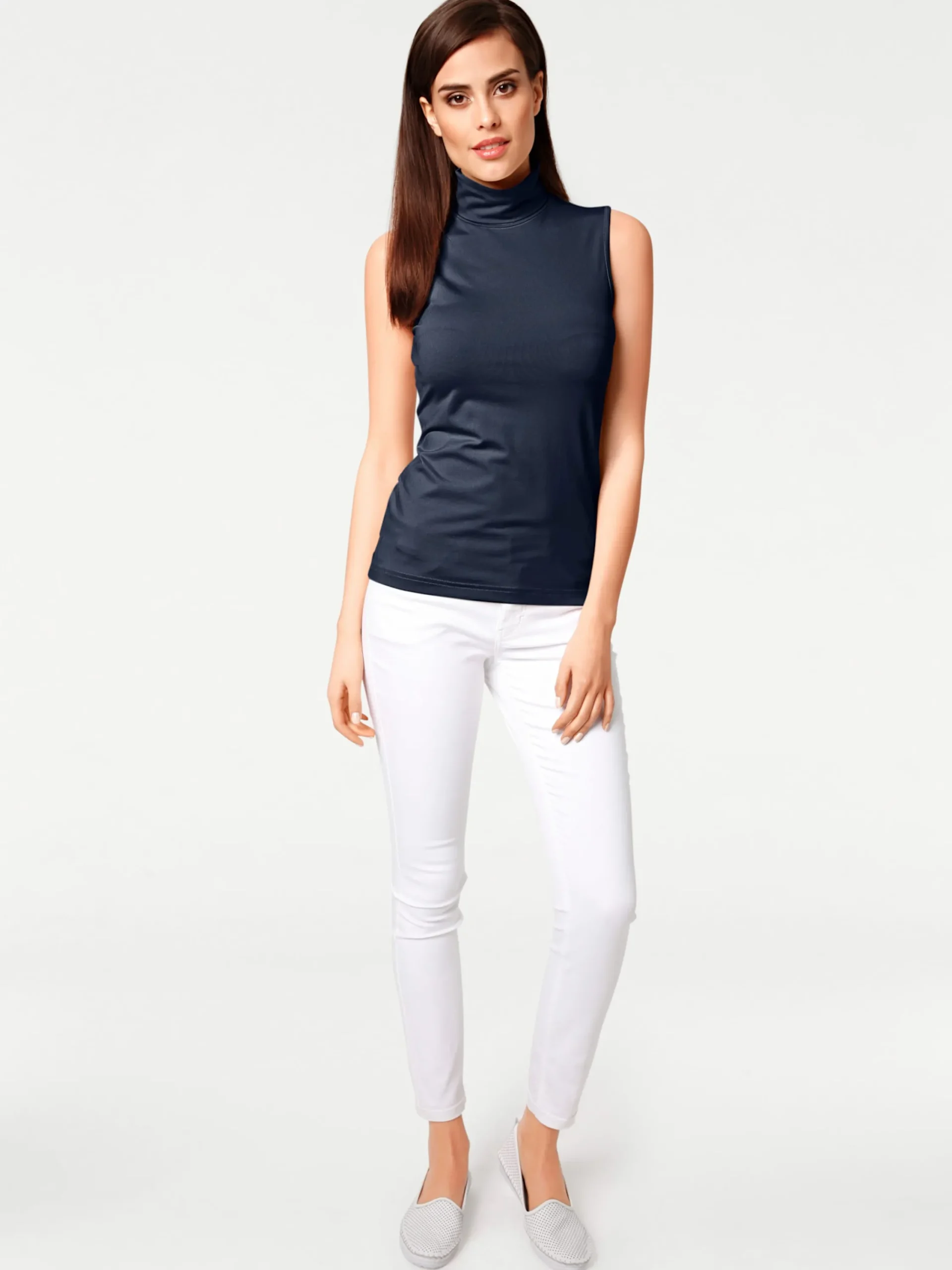 Basics|heine Shirttop mit Rollkragen marine