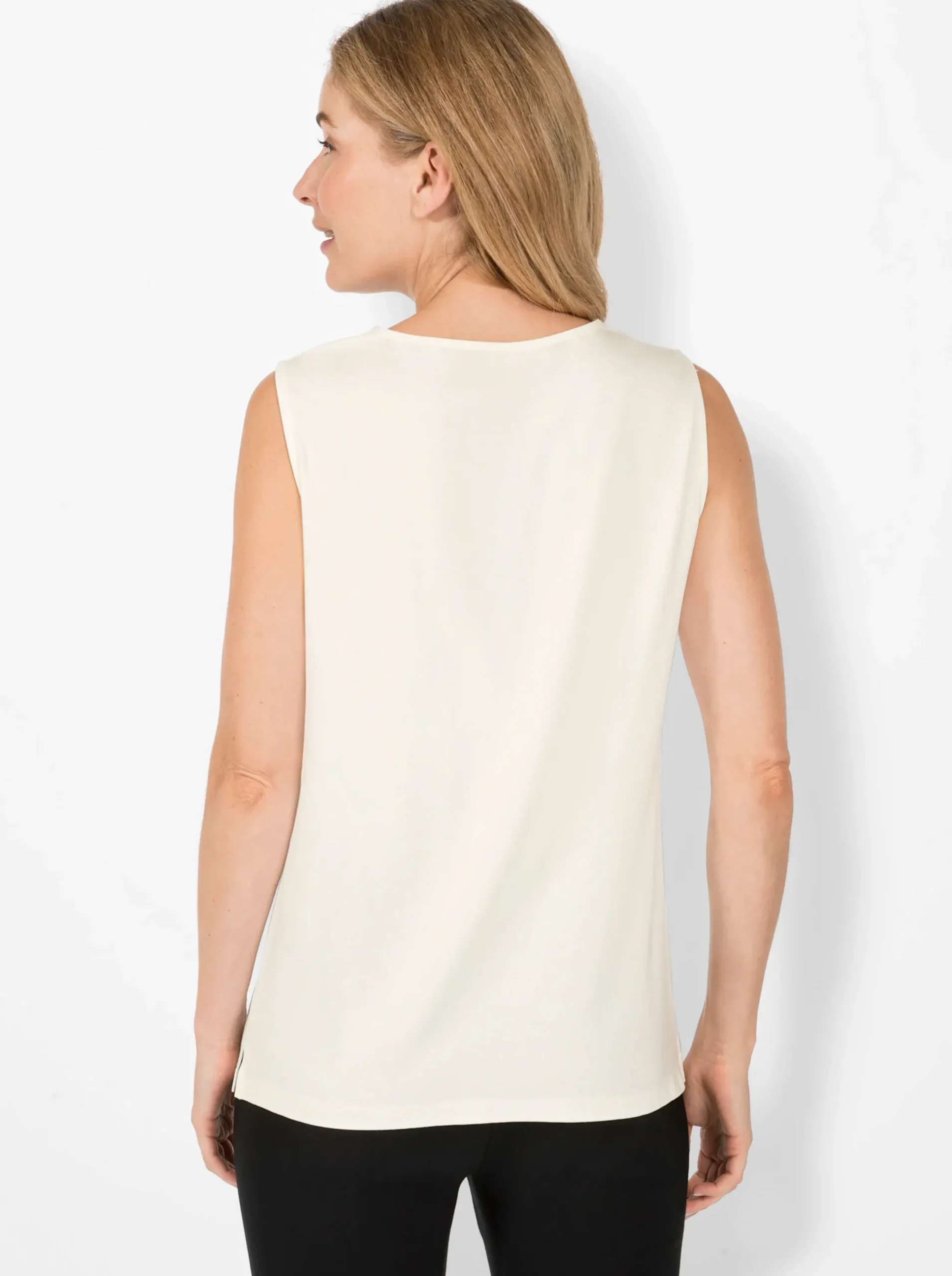 Shirts| Shirttop mit Spitze am Ausschnitt ecru