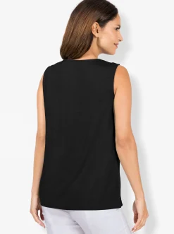 Shirts| Shirttop mit Spitze am Ausschnitt schwarz