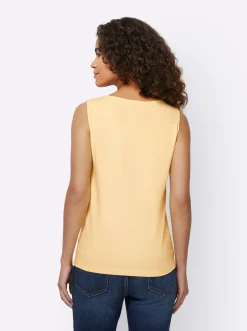 Strandmode|heine Shirttop mit Spitzen-Applikation zitrone