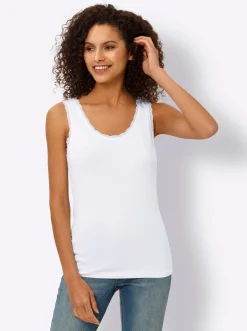 Shirts|heine Shirttop mit Spitzenbesatz weiß