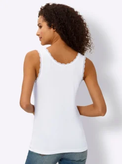 Shirts|heine Shirttop mit Spitzenbesatz weiß