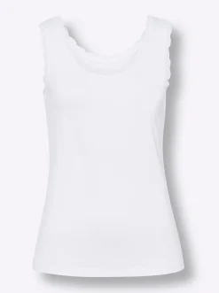 Shirts|heine Shirttop mit Spitzenbesatz weiß