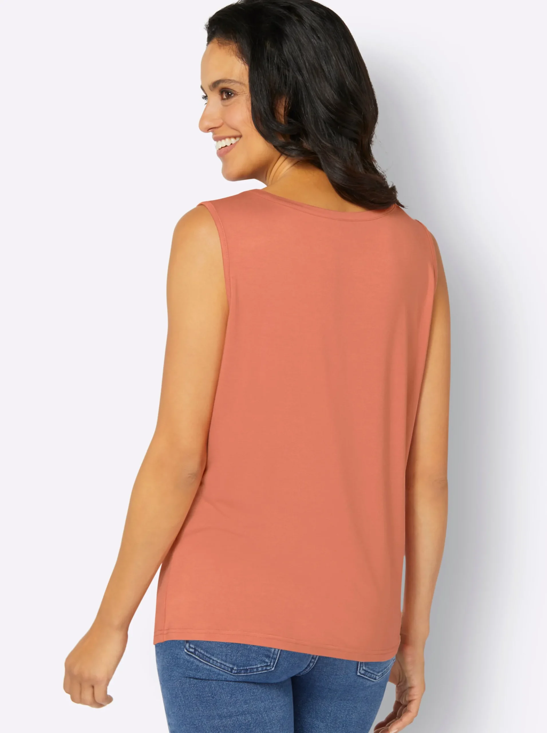 Shirts| Shirttop mit Spitzeneinsatz papaya