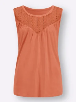 Shirts| Shirttop mit Spitzeneinsatz papaya