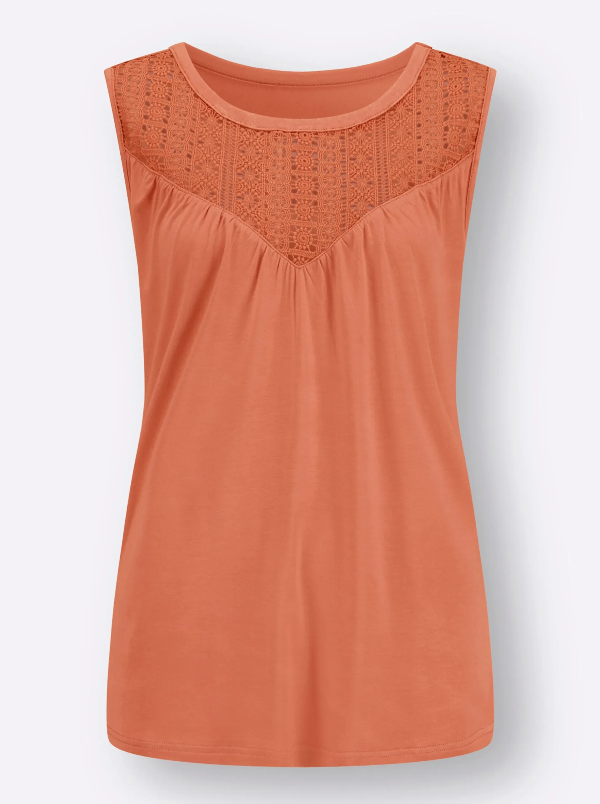 Shirts| Shirttop mit Spitzeneinsatz papaya