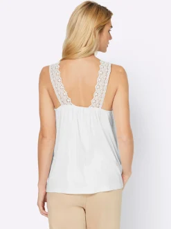 Strandmode|heine Shirttop mit Spitzeneinsatz ecru