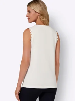 Shirts| Shirttop mit Spitzenverzierung ecru