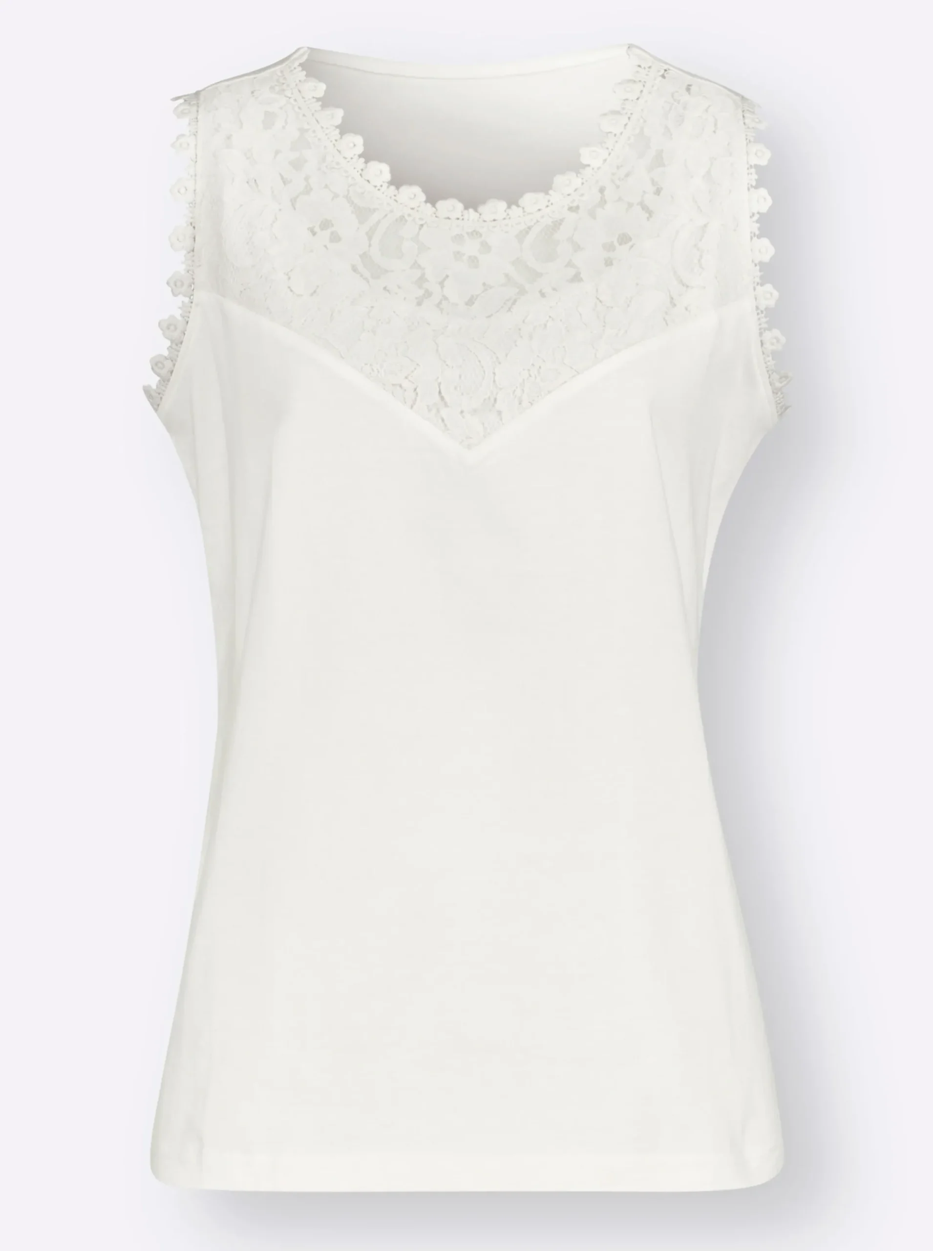 Shirts| Shirttop mit Spitzenverzierung ecru
